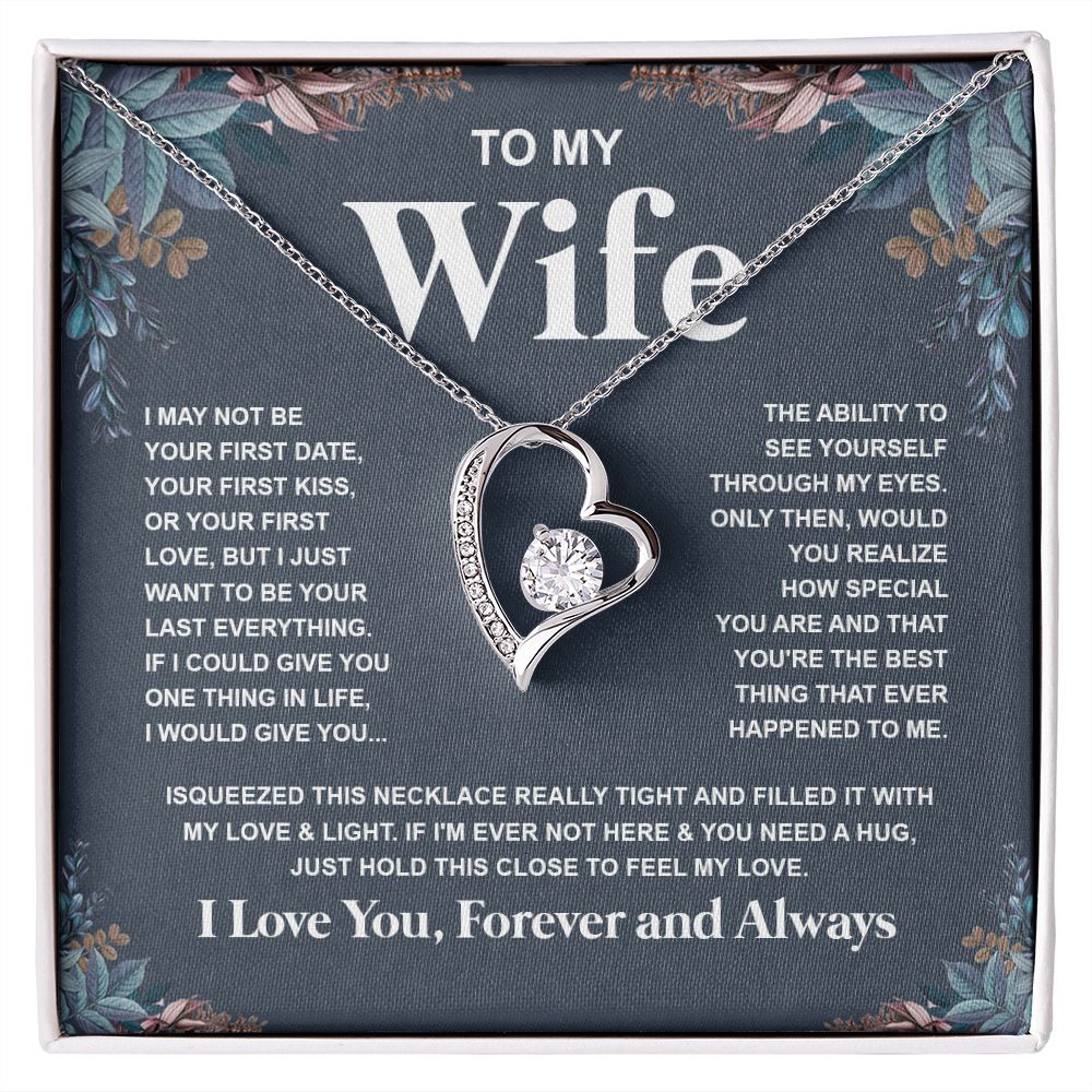 Couples Gifts Necklace To My Wife Necklace Anniversary Valentine Jewelry Romantic Gifts For My Wife Pendant Jewelry with Message Card and Box Necklaces for Women Valentines Day Happy Anniversary Wedding Present Forever Love