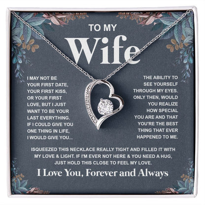 Couples Gifts Necklace To My Wife Necklace Anniversary Valentine Jewelry Romantic Gifts For My Wife Pendant Jewelry with Message Card and Box Necklaces for Women Valentines Day Happy Anniversary Wedding Present Forever Love