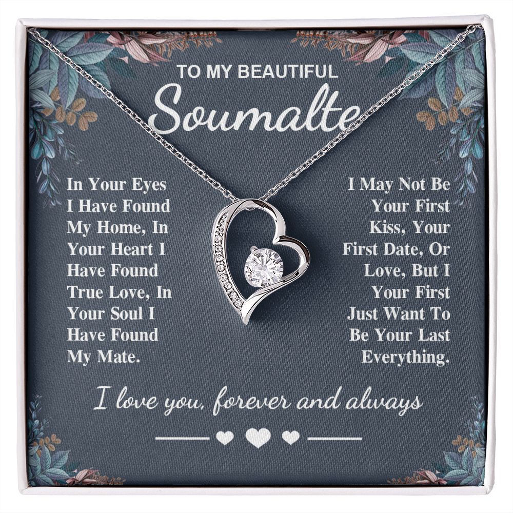 To My Beautiful Soulmate Necklace Gift, Soulmate for Wife Valentine Gifts from Husband, Birthday for Women, Soulmate Gifts, Message Card and Necklace Gifts Box Gift Box Styles on Birthday, Wedding, Anniversary, Valentine Forever Love