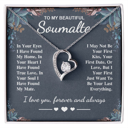 To My Beautiful Soulmate Necklace Gift, Soulmate for Wife Valentine Gifts from Husband, Birthday for Women, Soulmate Gifts, Message Card and Necklace Gifts Box Gift Box Styles on Birthday, Wedding, Anniversary, Valentine Forever Love
