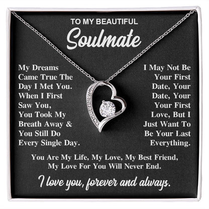 To My Soulmate Necklace Gift for Her, Soulmate Jewelry, Necklaces for Wife from Husband, Anniversary, To My Wife Necklace, Soulmate Gifts, Necklace Message Card and Gift Box Styles on Birthday, Wedding, Anniversary, Valentine Forever Love