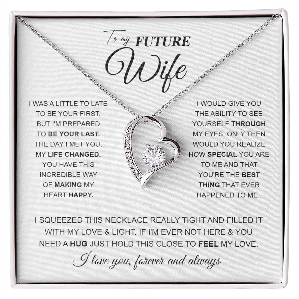 to My Future Wife Necklace Future Wife Gifts, Promise Necklace For Her, Fiance Gifts For Her, Wedding Birthday Gifts For Future Wife With Message Card Box LED, Soulmate Necklace For Women, To My Wife Necklace Forever Love