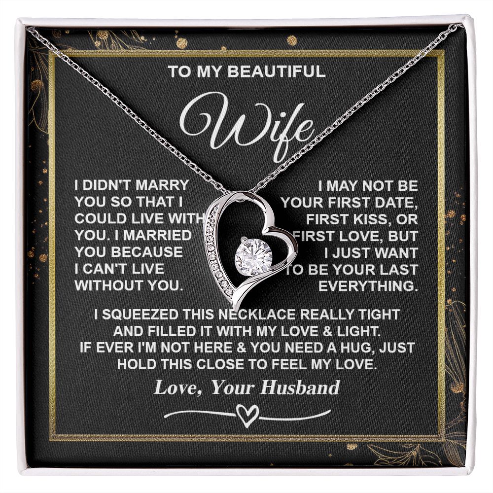 Wife Necklace Gifts from Husband, Gifts for Wife Valentine from Husband, Necklaces for Wife from Husband to My Wife Message Card and Necklace Gift Box Gift Box Styles on Birthday, Christmas, Wedding, Anniversary, Valentine Forever Love