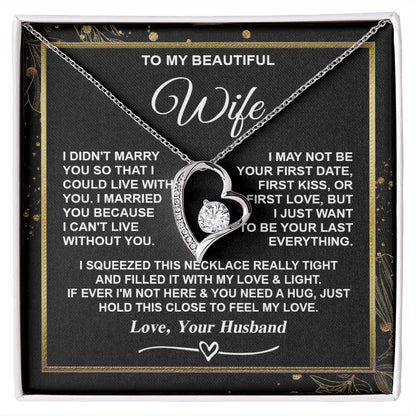Wife Necklace Gifts from Husband, Gifts for Wife Valentine from Husband, Necklaces for Wife from Husband to My Wife Message Card and Necklace Gift Box Gift Box Styles on Birthday, Christmas, Wedding, Anniversary, Valentine Forever Love