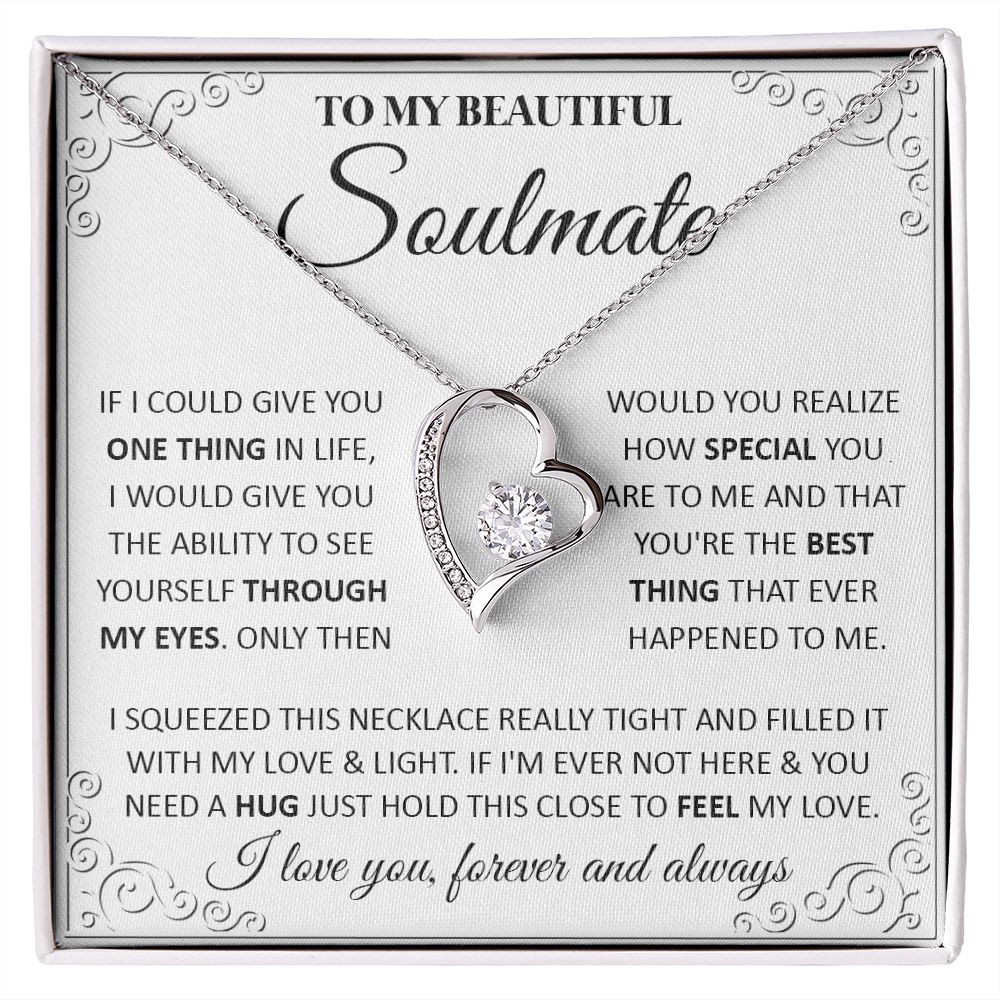 Couples Gifts, To My Beautiful Soulmate Necklace From Husband, Wedding Anniversary For Wife From Husband, Wife Wedding From Husband, To My Wife, Necklace Custom Name Message Card and Gift Box Styles on Birthday, Christmas, Wedding, Anniversary Forever Lov