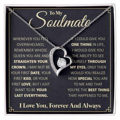 Couples Gifts, To My Beautiful Soulmate Necklace From Husband, Necklace For Wife From Husband, Wife Wedding From Husband, To My Wife, Necklace Custom Name Message Card and Gift Box Styles on Birthday, Christmas, Wedding, Anniversary Forever Love