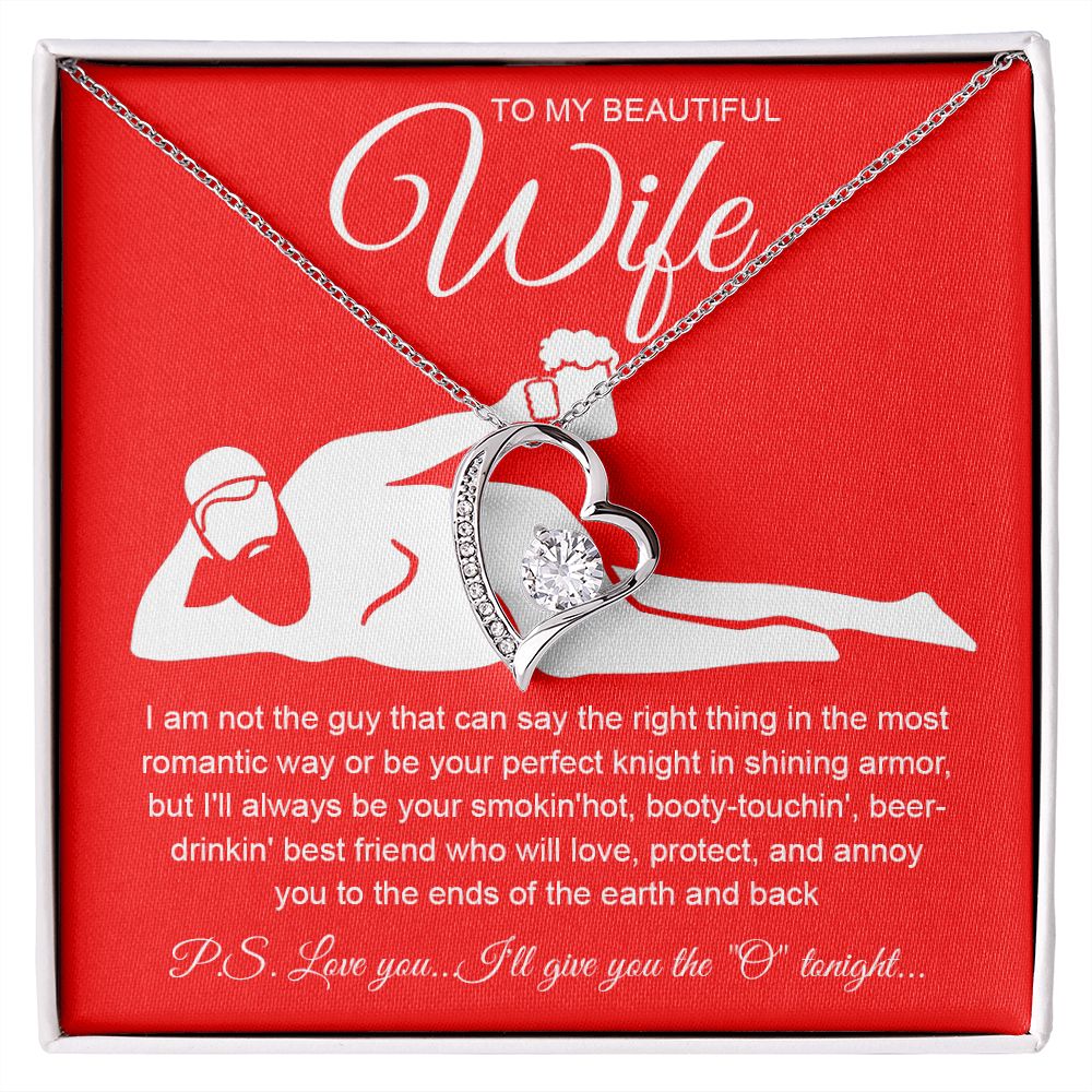 To My Beautiful Wife Necklace For Women, Funny Gifts For Girlfriend,Valentine Presents For Girlfriend, Best Birthday Meaningful Gift Ideas For Wife, Women Romantic Jewelry For Her Anniversary Message Card and Gift Box Styles Forever Love