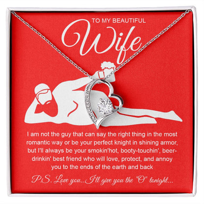 To My Beautiful Wife Necklace For Women, Funny Gifts For Girlfriend,Valentine Presents For Girlfriend, Best Birthday Meaningful Gift Ideas For Wife, Women Romantic Jewelry For Her Anniversary Message Card and Gift Box Styles Forever Love