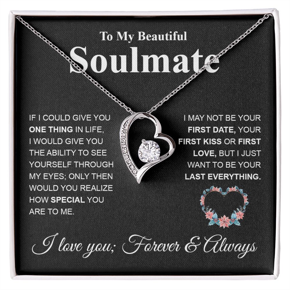 Beautiful Soulmate Necklace My Last Everything, Promise Necklace For Her, Fiance Gifts For Her, Valentine Gifts For Future Wife With Message Card Box LED, Soulmate Necklace For Women, To My Wife Necklace Forever Love