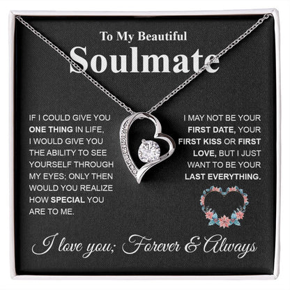 Beautiful Soulmate Necklace My Last Everything, Promise Necklace For Her, Fiance Gifts For Her, Valentine Gifts For Future Wife With Message Card Box LED, Soulmate Necklace For Women, To My Wife Necklace Forever Love