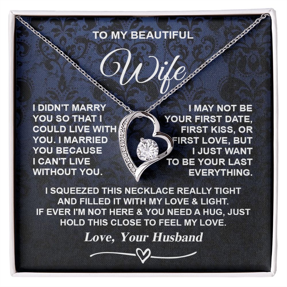 Wife Necklace Gifts from Husband, Gifts for Wife Anniversary from Husband, Necklaces for Wife from Husband to My Wife Message Card and Necklace Gift Box Gift Box Styles on Birthday, Christmas, Wedding, Anniversary, Valentine Forever Love