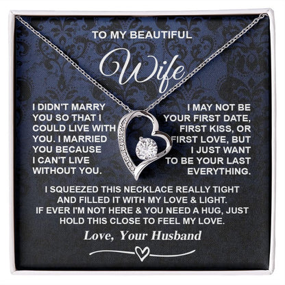 Wife Necklace Gifts from Husband, Gifts for Wife Anniversary from Husband, Necklaces for Wife from Husband to My Wife Message Card and Necklace Gift Box Gift Box Styles on Birthday, Christmas, Wedding, Anniversary, Valentine Forever Love