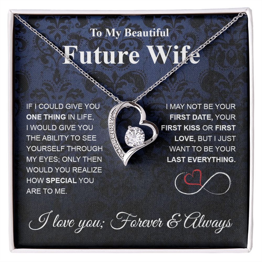 Future Wife Necklace My Last Everything, Promise Necklace For Her, Fiance Gifts For Her, Wedding Gifts For Future Wife With Message Card Box LED, Soulmate Necklace For Women, To My Wife Necklace Forever Love