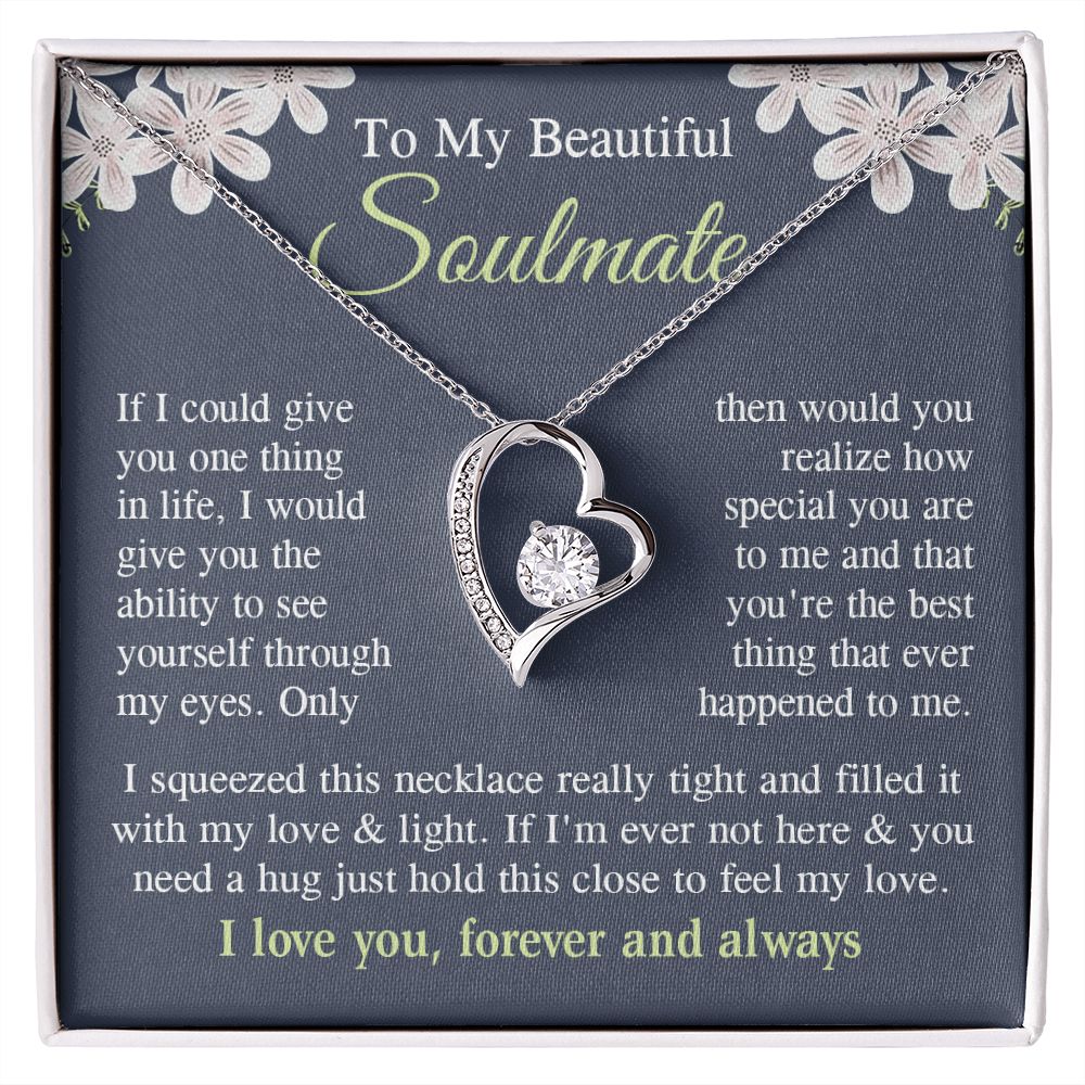 Soulmate Necklace Gift for Her, Soulmate Jewelry, Necklace for Future Wife, Wedding Anniversary Jewelry for Wife Necklace Gifts from Husband - Soulmate Gift Necklace with Message Card and Gift Box Forever Love