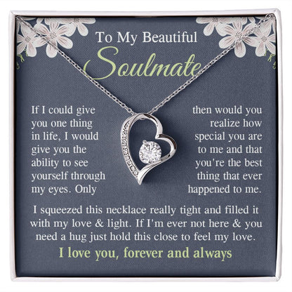 Soulmate Necklace Gift for Her, Soulmate Jewelry, Necklace for Future Wife, Wedding Anniversary Jewelry for Wife Necklace Gifts from Husband - Soulmate Gift Necklace with Message Card and Gift Box Forever Love