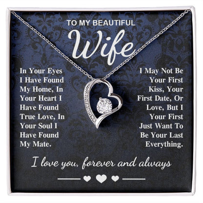 To My Beautiful Wife Necklace Gift, Soulmate for Wife Birthday Gifts from Husband, Wedding for Women, Soulmate Gifts, Message Card and Necklace Gifts Box Gift Box Styles on Birthday, Wedding, Anniversary, Valentine Forever Love
