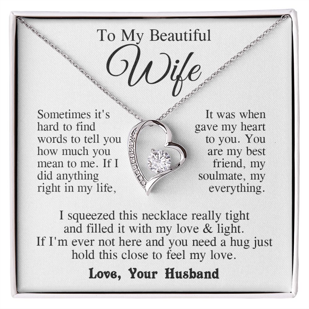 Wife Necklace from Husband, Anniversary Romantic Gifts for Wife from Husband to My Wife Necklaces for Wife Birthday Gifts, Wife Jewelry Necklace Message Card and Necklace Gift Box Gift Box Styles on Birthday, Wedding, Anniversary, Valentine Forever Love