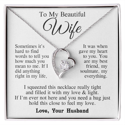 Wife Necklace from Husband, Anniversary Romantic Gifts for Wife from Husband to My Wife Necklaces for Wife Birthday Gifts, Wife Jewelry Necklace Message Card and Necklace Gift Box Gift Box Styles on Birthday, Wedding, Anniversary, Valentine Forever Love