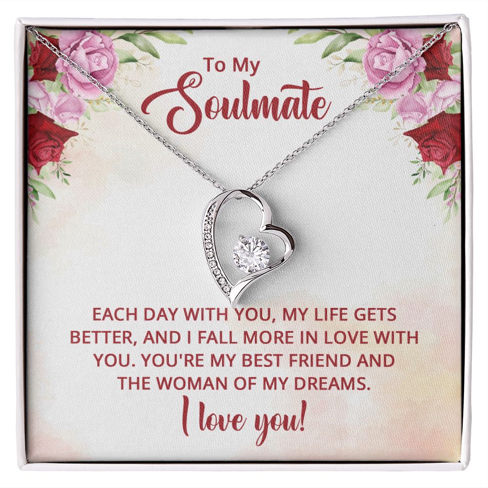 To My Soulmate Necklace I Love You Wife Love Knot Message Card and Box Gift Set for Girlfriend Women from Husband Boyfriend Couples, Meaningful Necklace Message Card and Gift Box Styles on Birthday, Christmas, Anniversary Forever Love