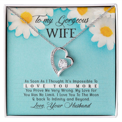 To My Gorgeous Wife Every Passing Second Gift Wife From Husband, Jewelry For Women, Jewelry For Wife, Love Knot Meaningful Necklace Message Card and Gift Box Styles on Birthday, Christmas, Anniversary Forever Love