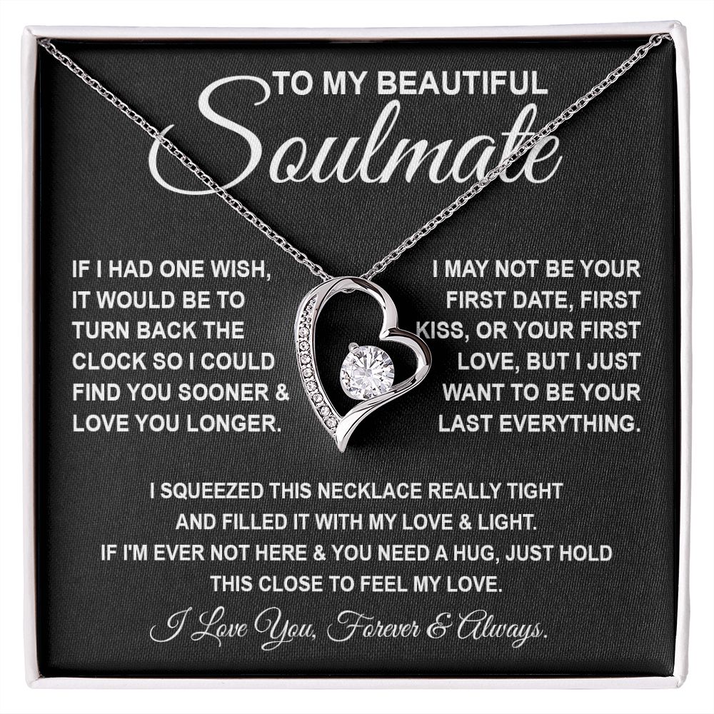 To My Beautiful Soulmate Necklace, Soulmate Jewelry For Women, Wife Necklace From Husband, Soulmate Gift For Her, To My Future Wife Necklace Message Card and Necklace Gift Box Gift Box Styles on Birthday, Wedding, Anniversary, Valentine Forever Love