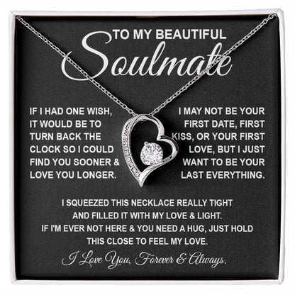 To My Beautiful Soulmate Necklace, Soulmate Jewelry For Women, Wife Necklace From Husband, Soulmate Gift For Her, To My Future Wife Necklace Message Card and Necklace Gift Box Gift Box Styles on Birthday, Wedding, Anniversary, Valentine Forever Love