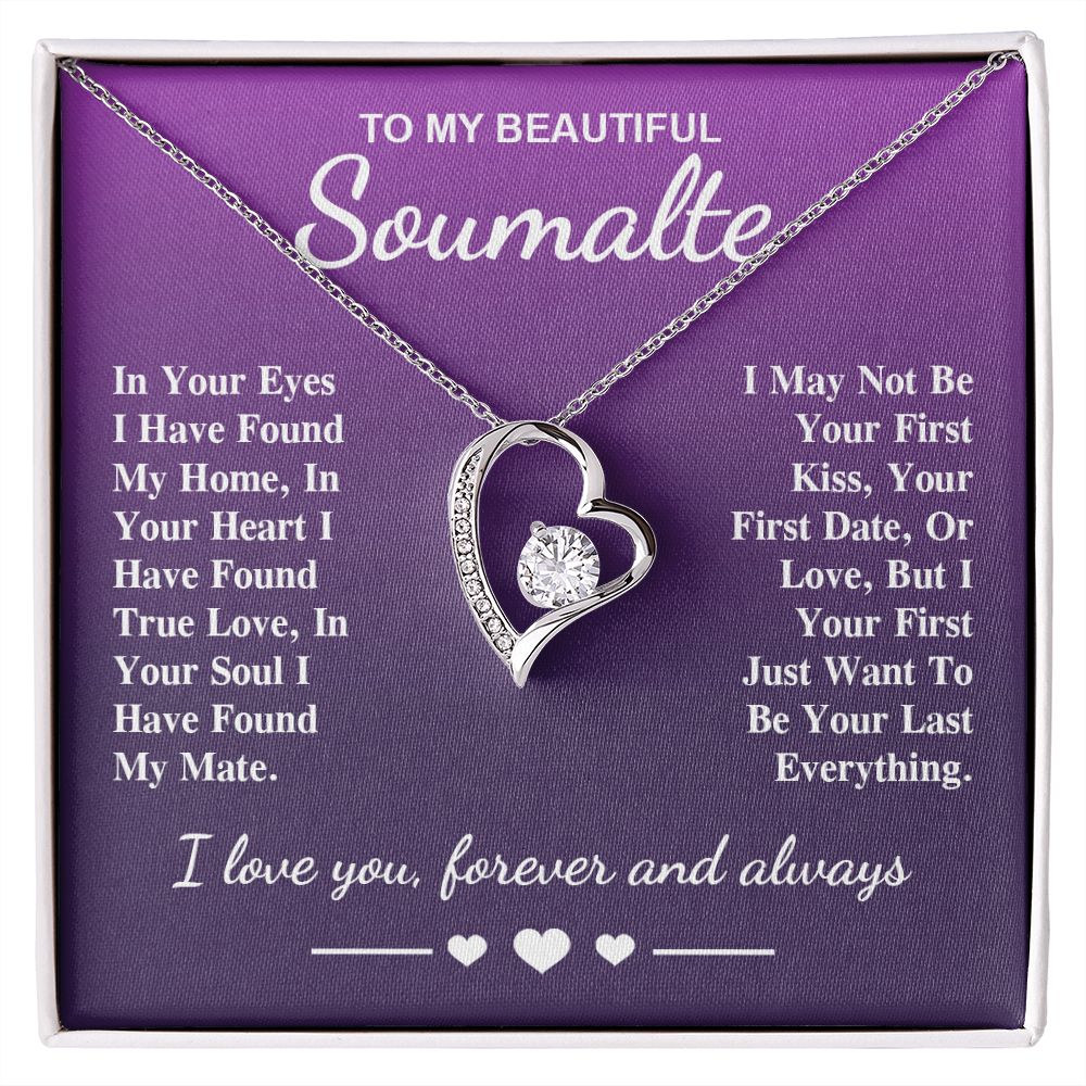 To My Beautiful Soulmate Necklace Gift, Soulmate for Wife Birthday Gifts from Husband, Valentine for Women, Soulmate Gifts, Message Card and Necklace Gifts Box Gift Box Styles on Birthday, Wedding, Anniversary, Valentine Forever Love