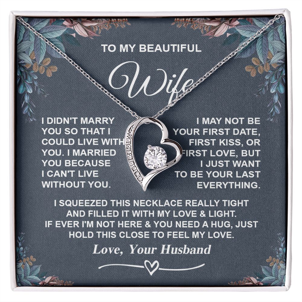 Wife Necklace Gifts from Husband, Gifts for Wife Anniversary from Husband, Necklaces for Wife from Husband to My Wife Message Card and Necklace Gift Box Gift Box Styles on Birthday, Wedding, Anniversary, Valentine Forever Love