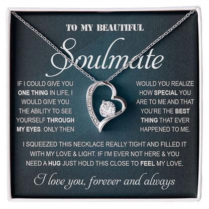 Personalized Valentine Gift For Wife, To My Soulmate Necklace For Women, Soulmate Necklace, To My Wife Necklace From Husband, Necklace Custom Name Message Card and Gift Box Styles on Birthday, Christmas, Wedding, Anniversary Forever Love