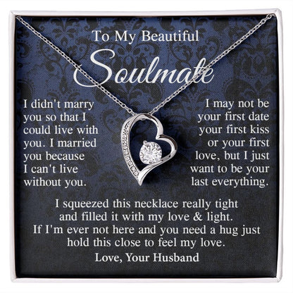 Soulmate Necklace Gift From Husband, Anniversary Romantic Gifts for Wife from Husband, Soulmate Valentine Gifts Message Card and Necklace Gifts Box Gift Box Styles on Birthday, Wedding, Anniversary, Valentine Forever Love
