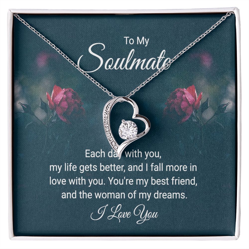 To My Soulmate Necklace for her Jewelry For Her Couples Gifts Necklaces For Soul Mate Christmas Jewelry, Dear Wife, Forever & Always, Love Knot Meaningful Necklace Message Card and Gift Box Styles on Birthday, Christmas, Anniversary Forever Love