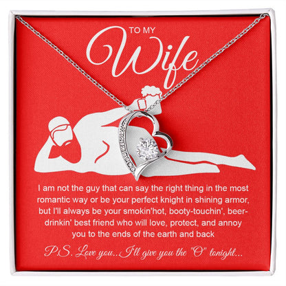 To My Wife Necklace For Women, Funny Gifts For Girlfriend,Valentine Presents For Girlfriend, Best Birthday Meaningful Gift Ideas For Wife, Women Romantic Jewelry For Her Anniversary Message Card and Gift Box Styles  Forever Love