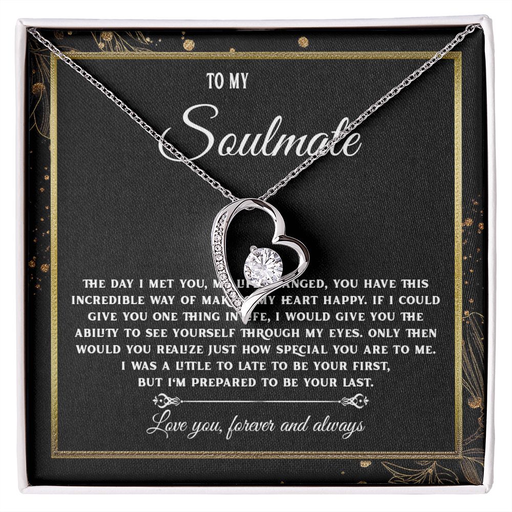 To My Soulmate Necklace, Necklaces For Wife from Husband, Soulmate Necklace to My Beautiful Wife, Necklace For Soulmate with Message Card and Necklace Gift Box Gift Box Styles on Birthday, Christmas, Wedding, Anniversary, Valentine Forever Love