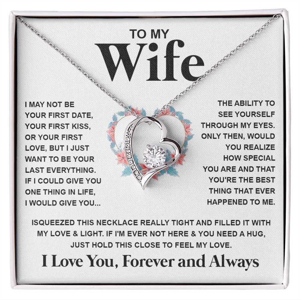 Couples Gifts Necklace To My Wife Necklace Valentine Christmas Jewelry Romantic Gifts For My Wife Pendant Jewelry with Message Card and Box Necklaces for Women Valentines Day Happy Anniversary Wedding Present Forever Love