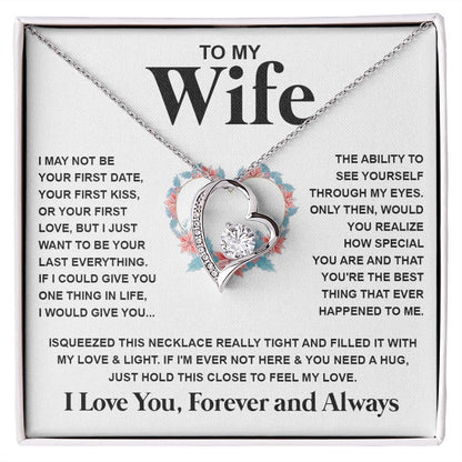Couples Gifts Necklace To My Wife Necklace Valentine Christmas Jewelry Romantic Gifts For My Wife Pendant Jewelry with Message Card and Box Necklaces for Women Valentines Day Happy Anniversary Wedding Present Forever Love