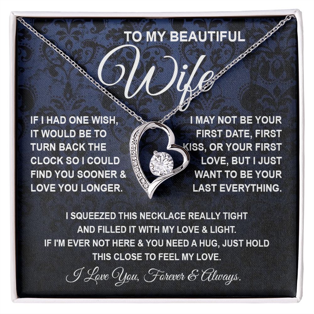 To My Beautiful Wife Necklace, Soulmate Jewelry For Women, Wife Necklace From Husband, Soulmate Gift For Her, To My Future Soulmate Necklace Message Card and Necklace Gift Box Gift Box Styles on Birthday, Wedding, Anniversary, Valentine Forever Love