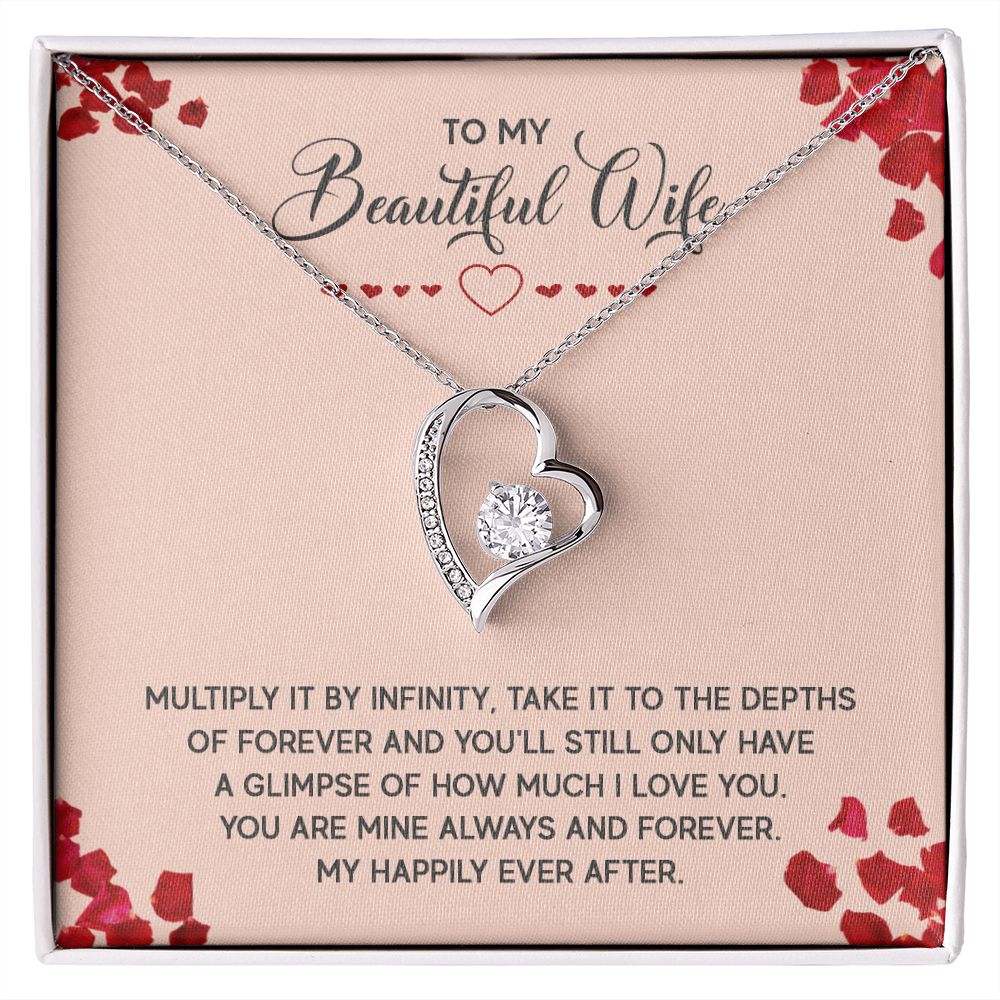 Couples Gifts, To My Beautiful Wife Necklace Gifts From Husband, Wedding Anniversary Jewelry For Wife From Husband, Wife Birthday From Husband, To My Soulmate Message Card and Gift Box styles On Birthday, Christmas, Anniversary  Forever Love