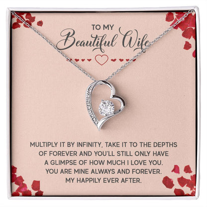 Couples Gifts, To My Beautiful Wife Necklace Gifts From Husband, Wedding Anniversary Jewelry For Wife From Husband, Wife Birthday From Husband, To My Soulmate Message Card and Gift Box styles On Birthday, Christmas, Anniversary  Forever Love
