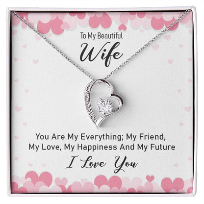 Couples Gifts Necklace To My Beautiful Wife Necklace Gifts For My Wife, I Love You, Love Knot Meaningful Necklace Message Card and Gift Box Styles on Birthday, Christmas, Anniversary Forever Love