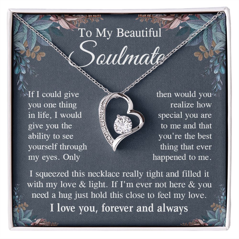 Soulmate Necklace Gift for Her, Soulmate Jewelry, Necklace for Future Wife, Anniversary Valentine Jewelry for Wife Necklace Gifts from Husband - Soulmate Gift Necklace with Message Card and Gift Box Forever Love
