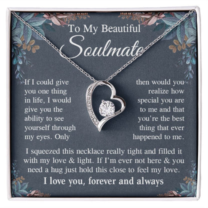 Soulmate Necklace Gift for Her, Soulmate Jewelry, Necklace for Future Wife, Anniversary Valentine Jewelry for Wife Necklace Gifts from Husband - Soulmate Gift Necklace with Message Card and Gift Box Forever Love