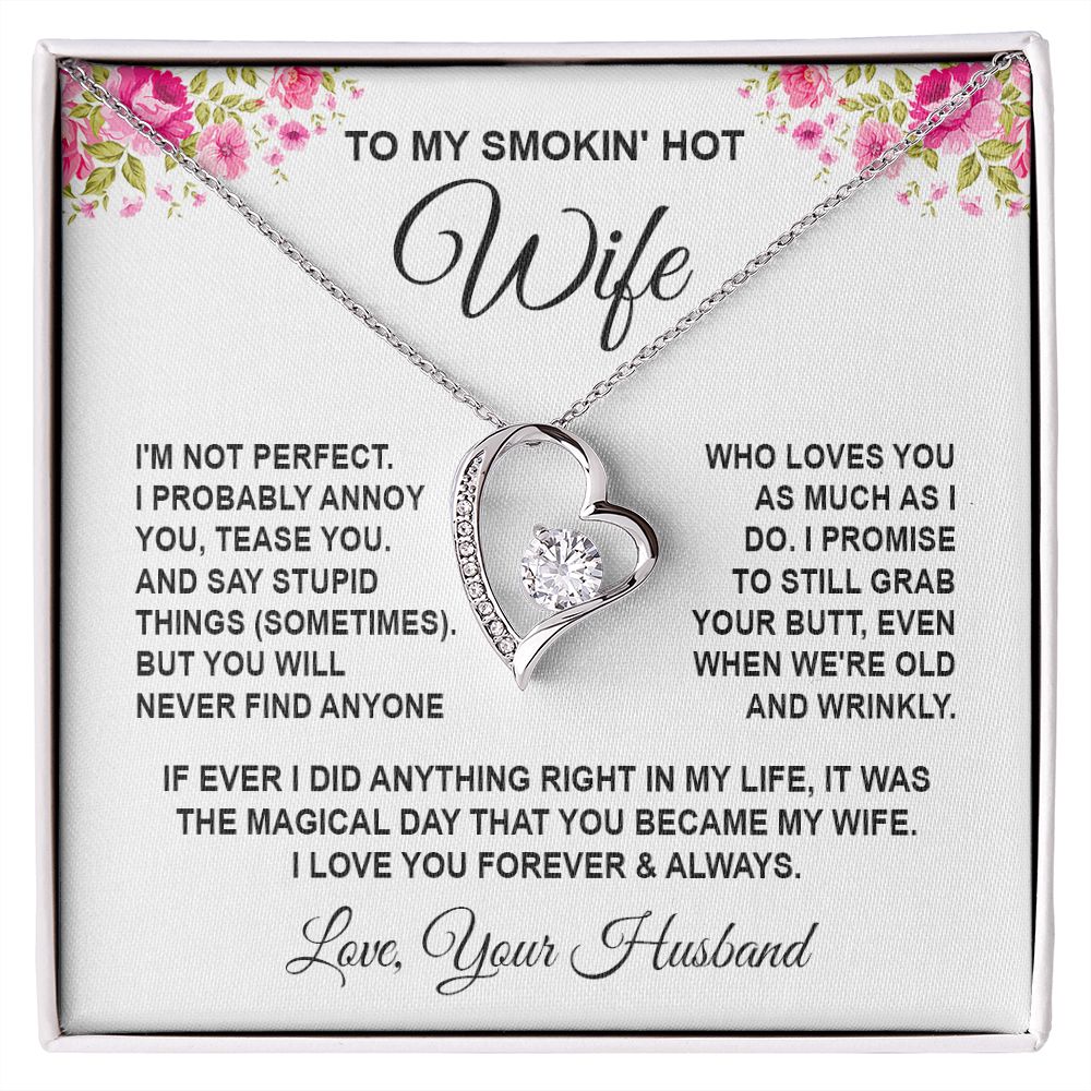 Wife Necklace Gifts from Husband, Wedding Anniversary Gifts for Wife from Husband, Wife Valentine Gifts from Husband, To My Wife Necklace Message Card and Necklace Gifts Box Gift Box Styles on Birthday, Wedding, Anniversary, Valentine Forever Love