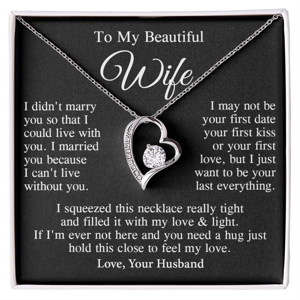 Wife Necklace Gift From Husband, Anniversary Romantic Gifts for Wife from Husband, Wife Birthday Gifts Message Card and Necklace Gifts Box Gift Box Styles on Birthday, Wedding, Anniversary, Valentine Forever Love
