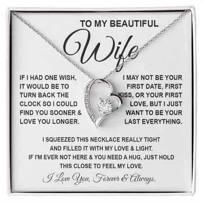 To My Beautiful Wife Necklace, Soulmate Jewelry For Women, Wife Necklace From Husband, Soulmate Gifts For Her, To My Future Wife Necklace Message Card and Necklace Gift Box Gift Box Styles on Birthday, Wedding, Anniversary, Valentine Forever Love