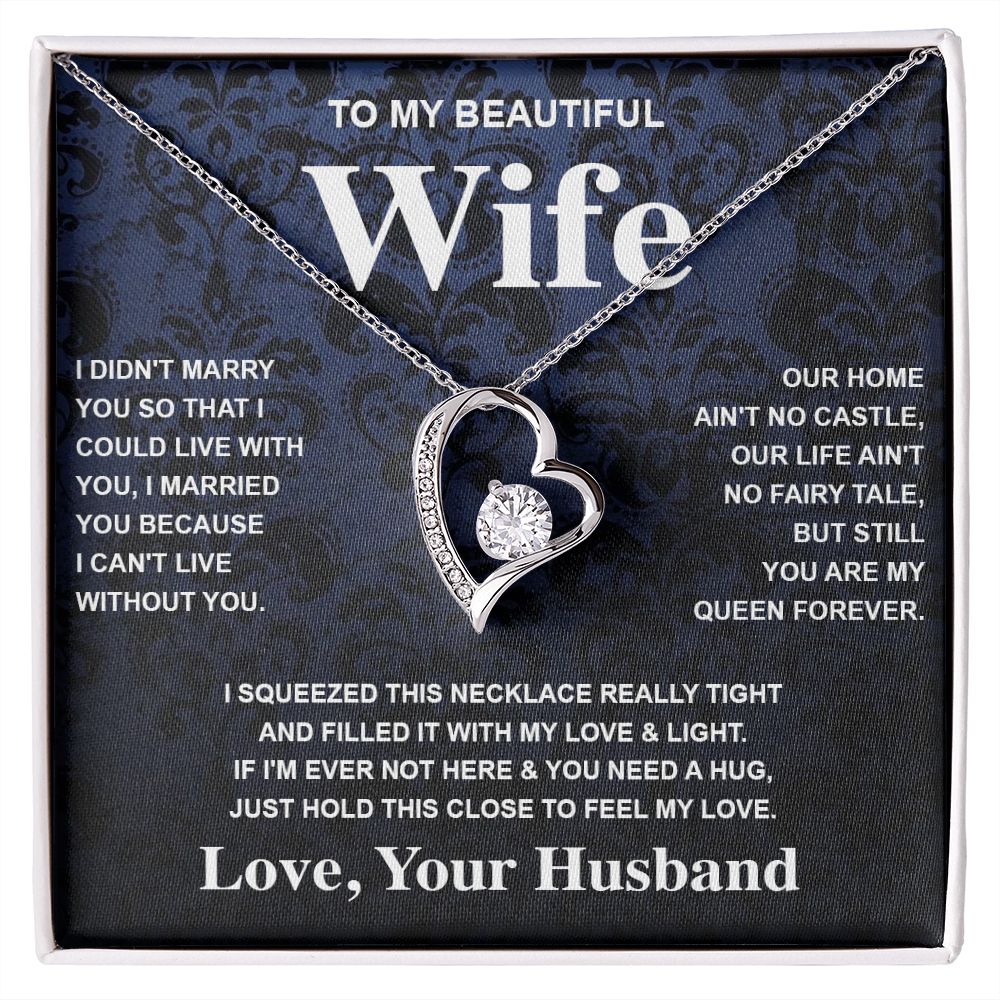 Wife Necklace Gift From Husband To My Badass Wife Valentines Day Anniversary Jewelry with Message Card and Gift Box. Gift for Wife. Necklace Gift Set for Wife Message Card and Necklace Gifts Box Gift Box Styles Forever Love