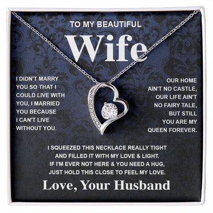 Wife Necklace Gift From Husband To My Badass Wife Valentines Day Anniversary Jewelry with Message Card and Gift Box. Gift for Wife. Necklace Gift Set for Wife Message Card and Necklace Gifts Box Gift Box Styles Forever Love