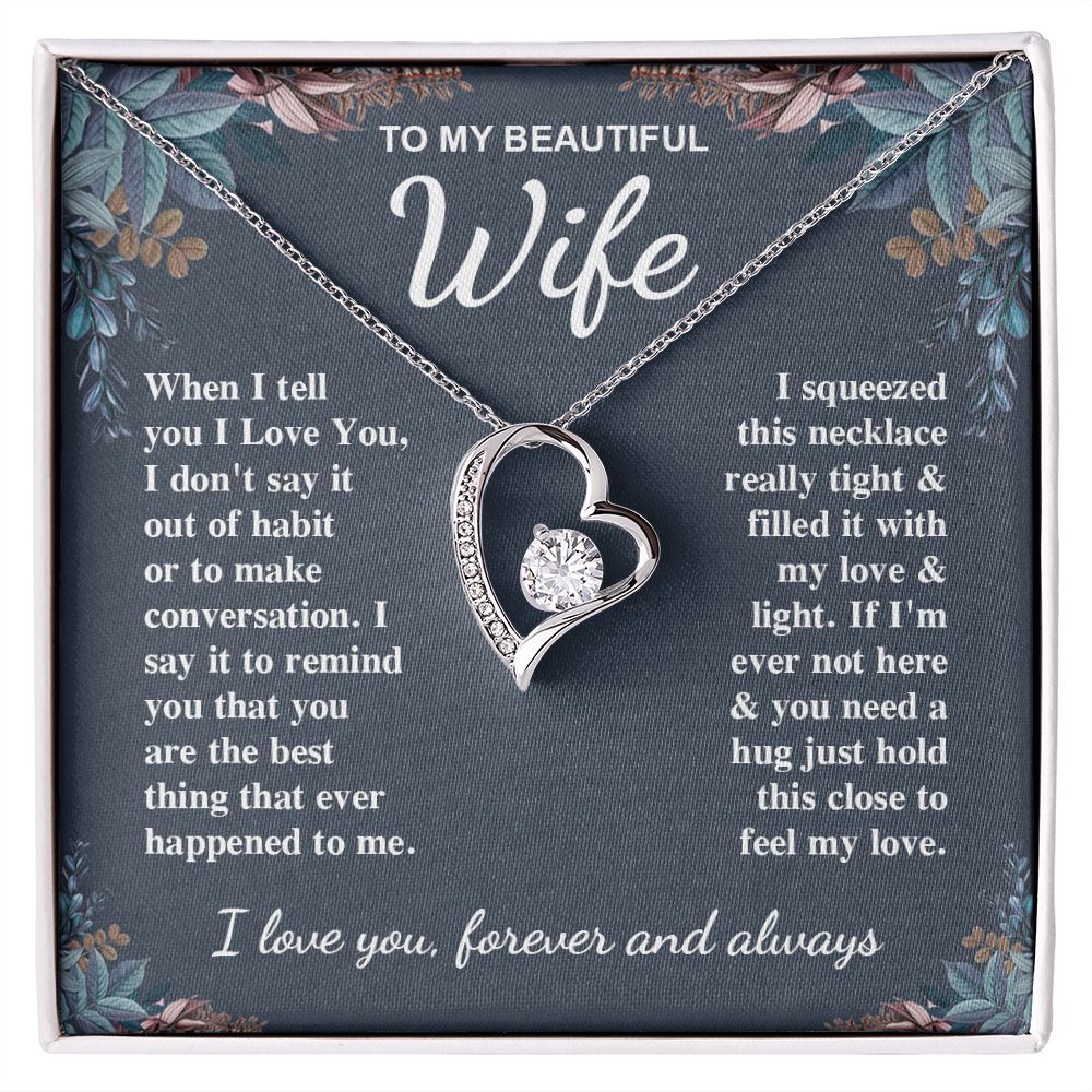To My Beautiful Wife Necklace Gift for Her, Soulmate for Wife Valentine Gifts from Husband, Birthday for Women, Soulmate Gifts, Message Card and Necklace Gifts Box Gift Box Styles on Birthday, Wedding, Anniversary, Valentine Forever Love
