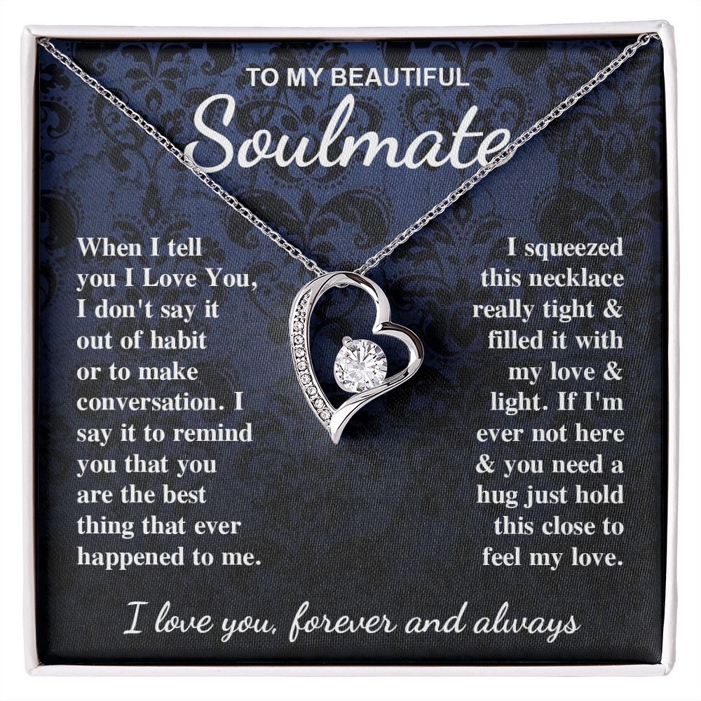 To My Beautiful Soulmate Necklace Gift for Her, Soulmate for Wife Birthday Gifts from Husband, Wedding for Women, Soulmate Gifts, Message Card and Necklace Gifts Box Gift Box Styles on Birthday, Wedding, Anniversary, Valentine Forever Love