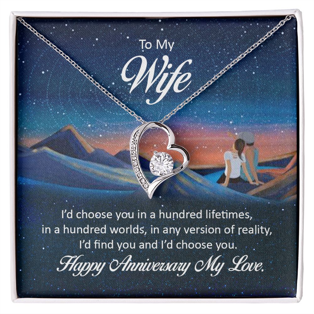 Couples Gifts Necklace To My Wife Necklace Gifts For My Wife, I Love You, Happy Anniversary My Love, Love Knot Meaningful Necklace Message Card and Gift Box Styles on Birthday, Christmas, Anniversary Forever Love