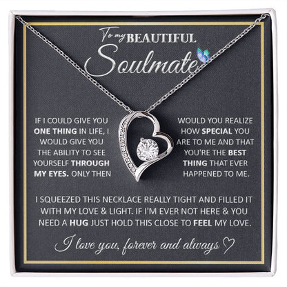 Couples Gifts, To My Beautiful Soulmate Necklace Gifts From Husband, Wedding Anniversary For Wife From Husband, To My  Wife Necklace, Necklace Custom Name Message Card and Gift Box Styles on Birthday, Christmas, Wedding, Anniversary Forever Love